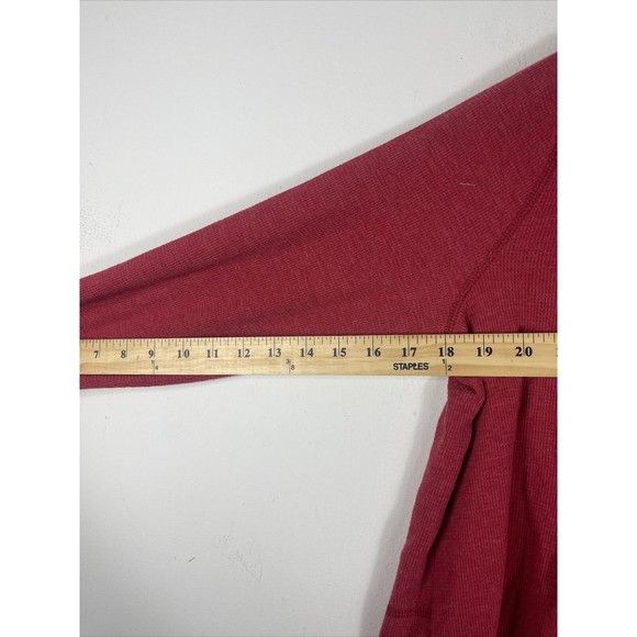 J Jill Top Womens Medium Red Tunic Blouse Waffle Knit Thermal Long Sleeve Pocket - Picture 9 of 9